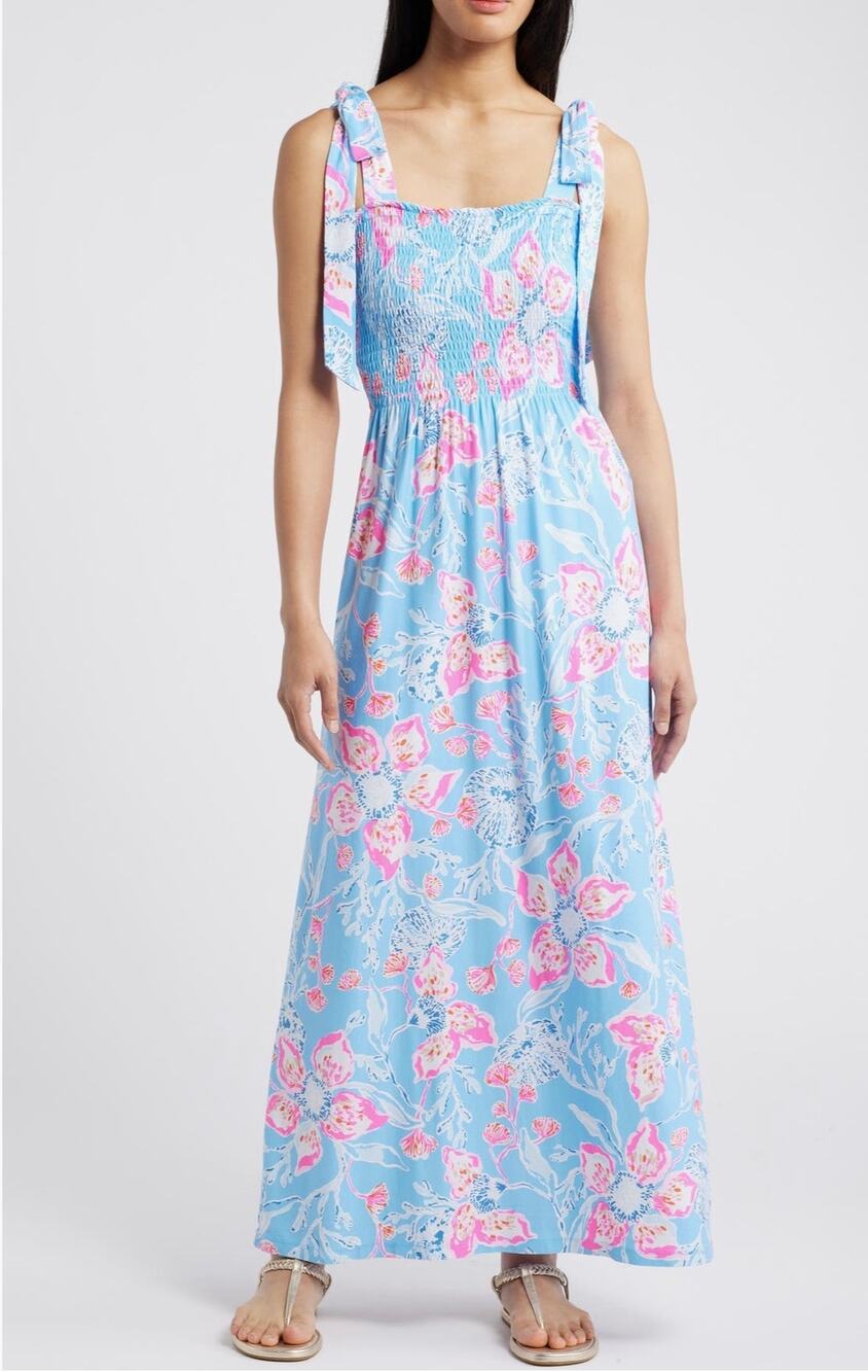 Lilly Pulitzer Kailua Floral Smocked Maxi Sundress XL (NEW without tags)